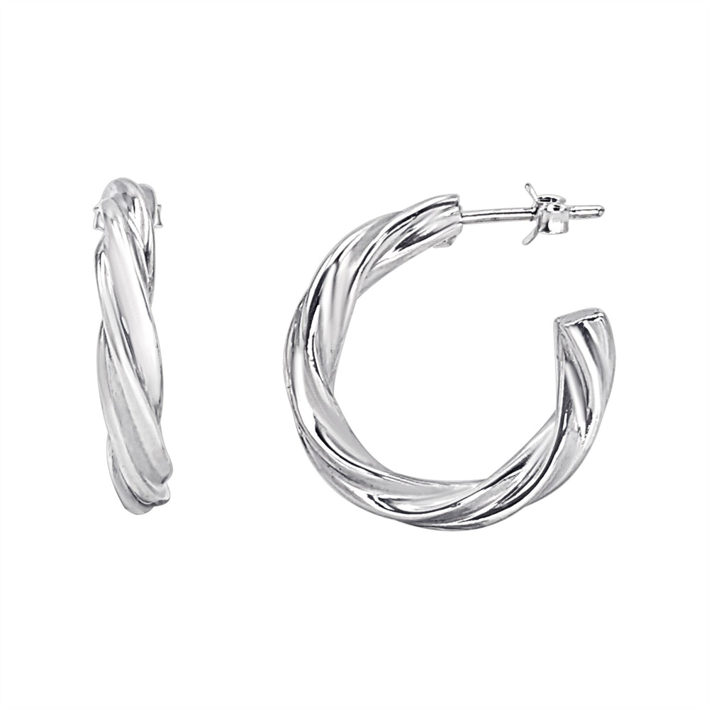 Sterling Silver Chunky Twist Hoop Earrings - 25mm Square Tube Hoops