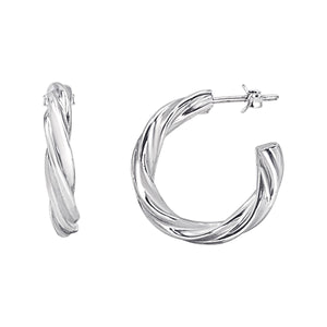 
                  
                    Sterling Silver Chunky Twist Hoop Earrings - 25mm Square Tube Hoops
                  
                