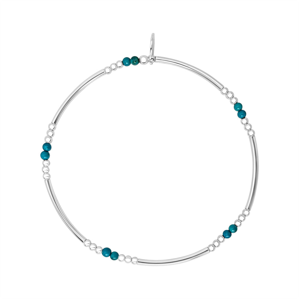 Sterling Silver Turquoise Noodle Bead Stretch Bracelet