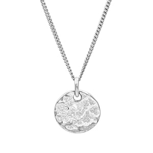 
                  
                    Sterling Silver Hammered Disc Necklace - Round Textured Pendant
                  
                