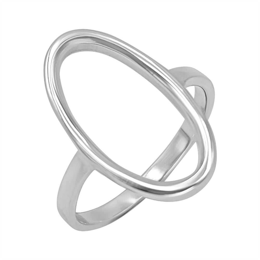 Sterling Silver Large Open Oval Ring - Geometric Statement Design