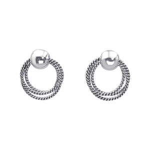 
                  
                    Sterling Silver Twisted Rope Triple Circle Stud Earrings - Nautical
                  
                