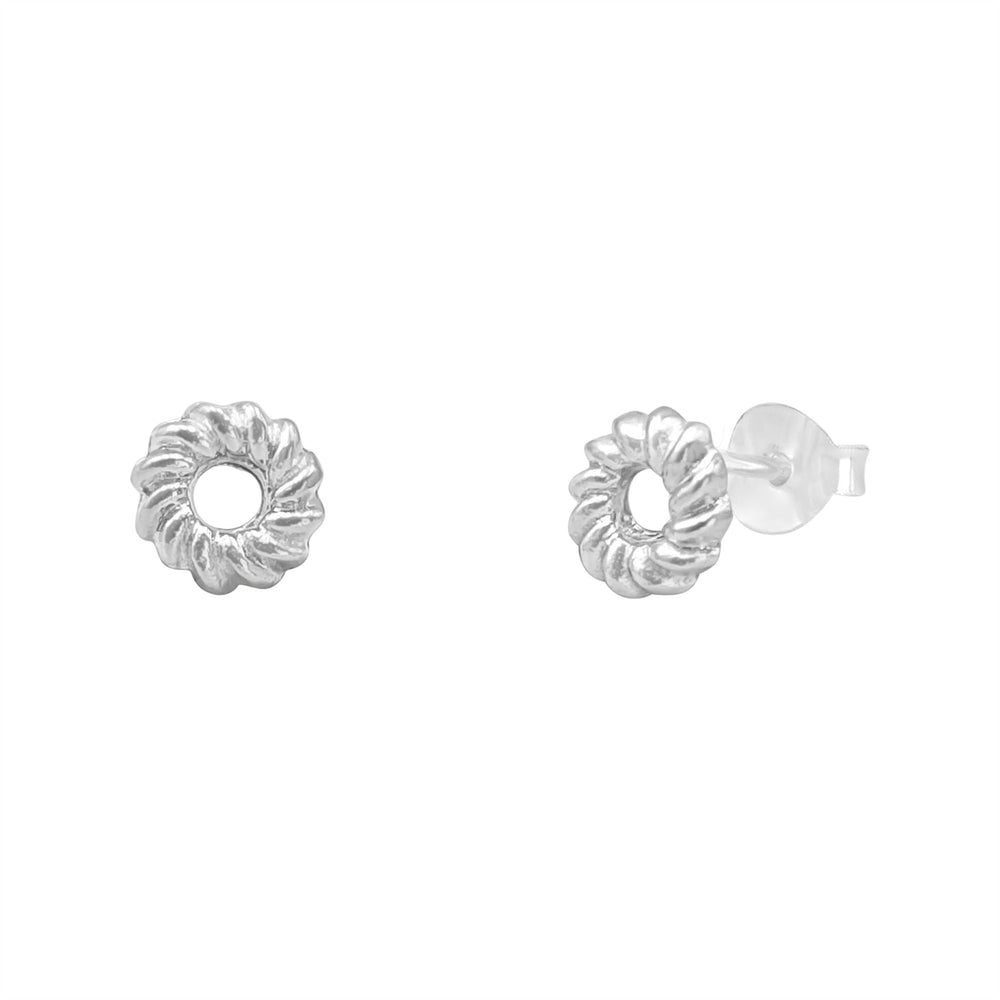 Sterling Silver Twisted Open Circle Stud Earrings - Vintage Style