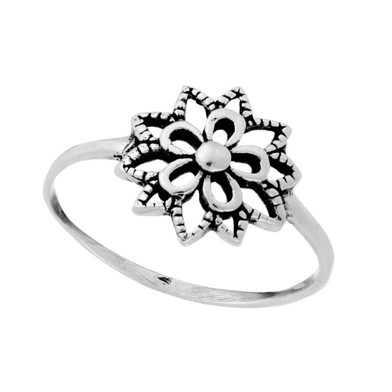 Sterling Silver Cut-Out Flower Ring - Thin Stacking Band