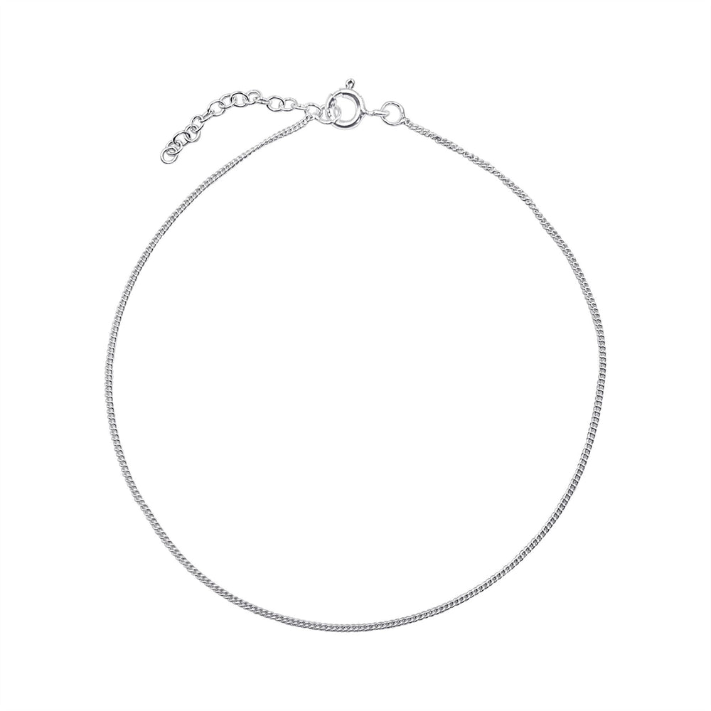 Sterling Silver Thin Curb Chain Anklet - Sleek & Simple Ankle Bracelet