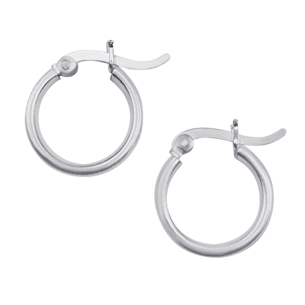 Sterling Silver Small Hoop Earrings Chunky Flat Tube Hoops