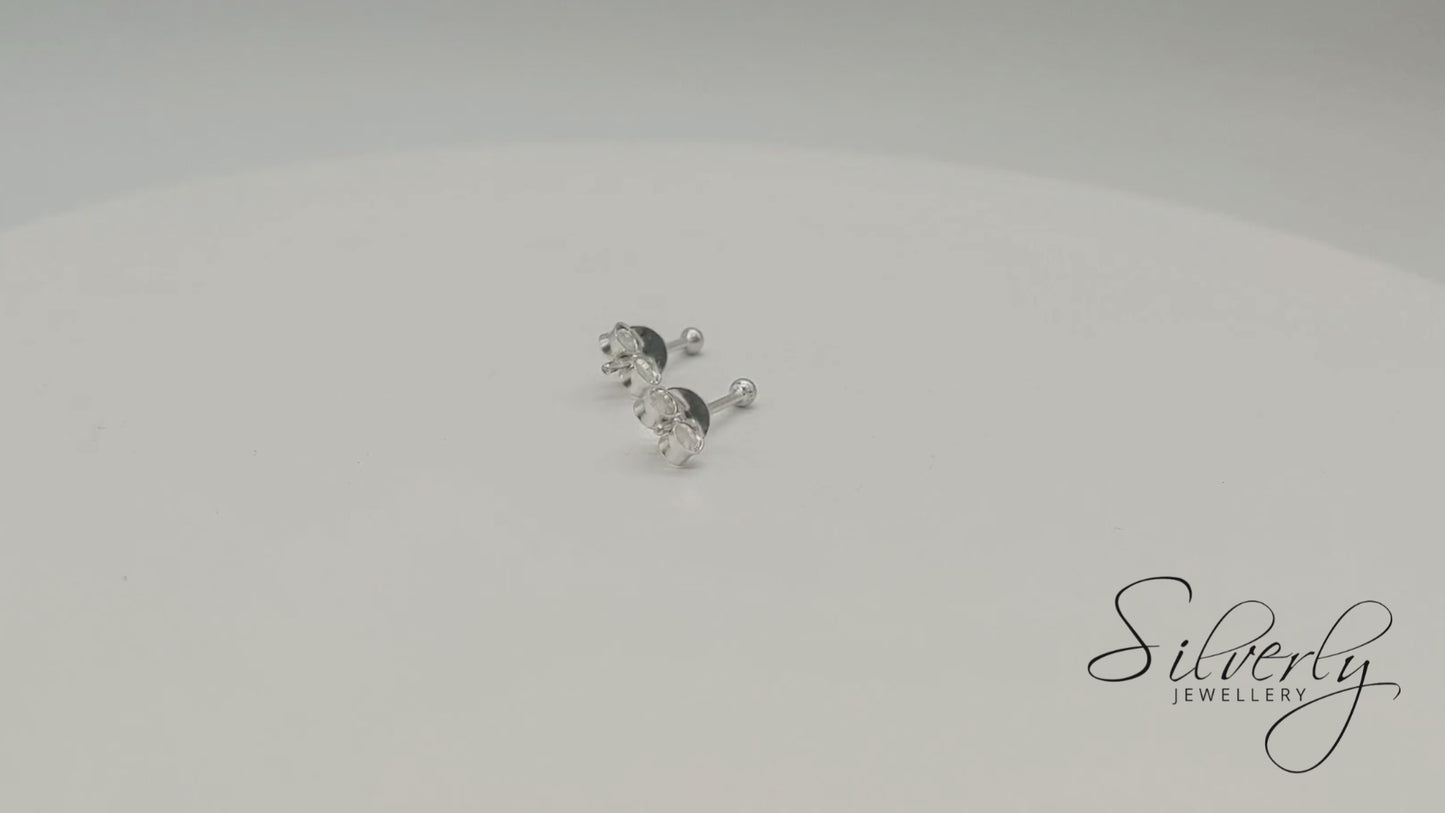 Sterling Silver Simple Ball Stud Earrings 2mm - Small Round Studs