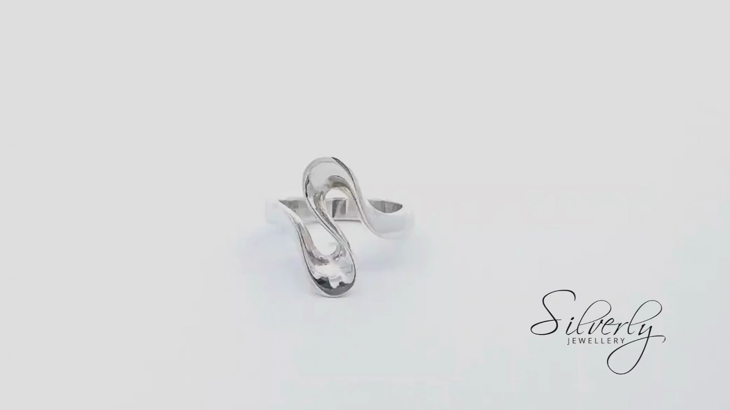 Sterling Silver Wavy Ring – Abstract Wave Design
