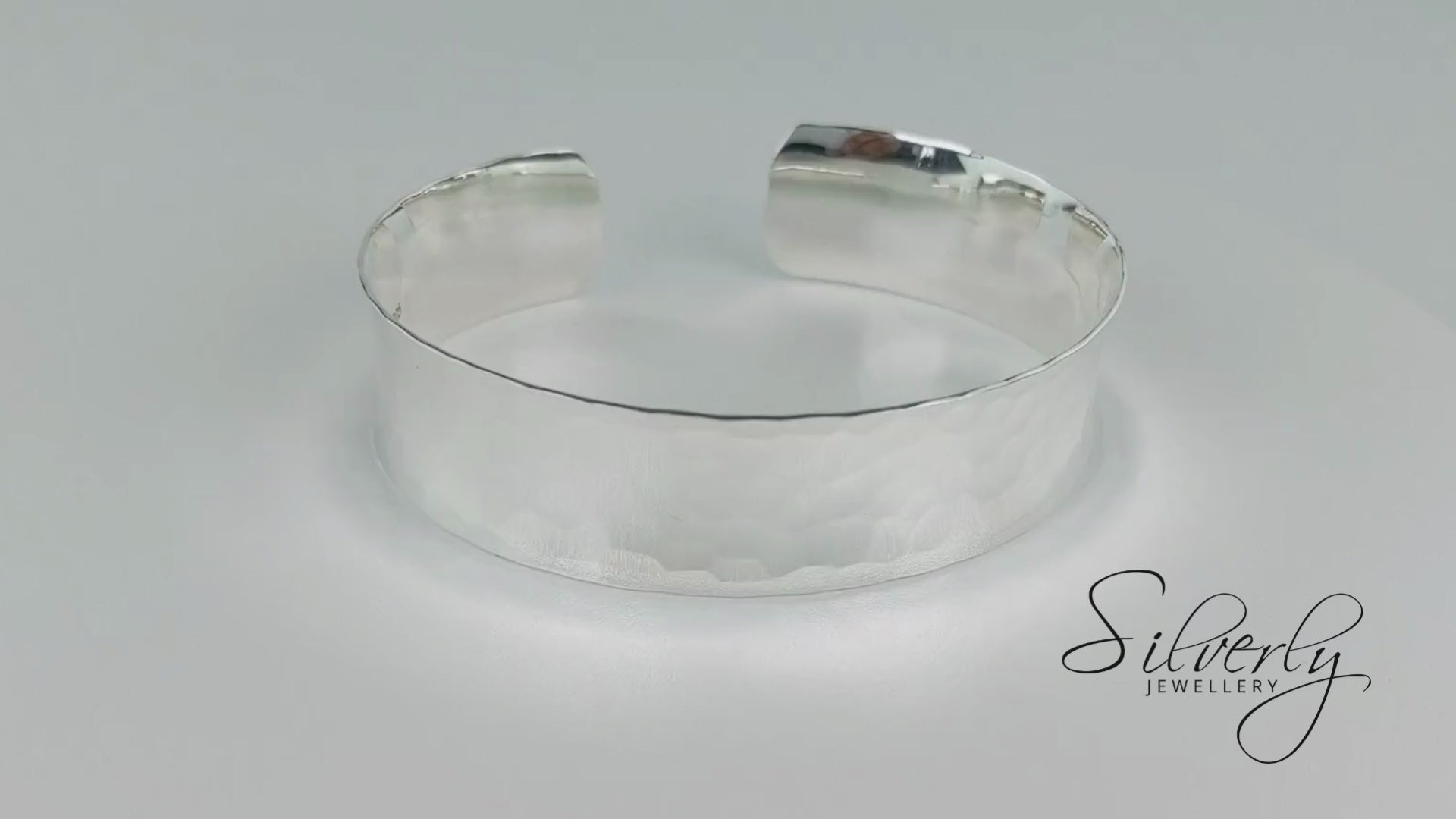 Sterling Silver Wide Hammered Bangle | Real 925 | Silverly