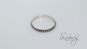 
                  
                    Load and play video in Gallery viewer, Sterling Silver Boho Dot Bead Studded Ring Thin Stackable Band
                  
                