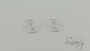 
                  
                    Load and play video in Gallery viewer, Sterling Silver Spiral Threader Earrings 25 mm 18 Gauge Boho Design
                  
                