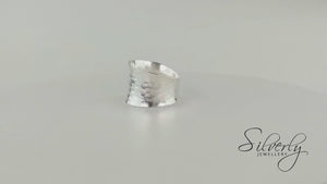 
                  
                    Load and play video in Gallery viewer, Hill Tribe Silver Wide Hammered Adjustable Ring Thumb &amp;amp; Fingers
                  
                
