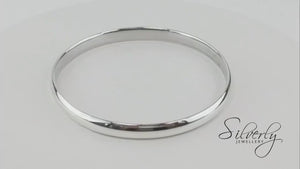 
                  
                    Load and play video in Gallery viewer, Sterling Silver Plain Round Bangle Classic Thin Stackable Bracelet
                  
                