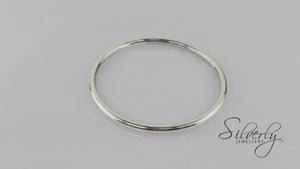 
                  
                    Load and play video in Gallery viewer, Sterling Silver Classic Plain Round Tube Stackable Closed Bangle
                  
                