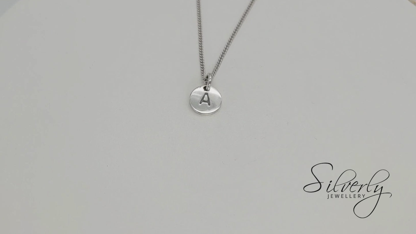 Sterling Silver Letter Initial Alphabet Pendant Necklace Curb Chain