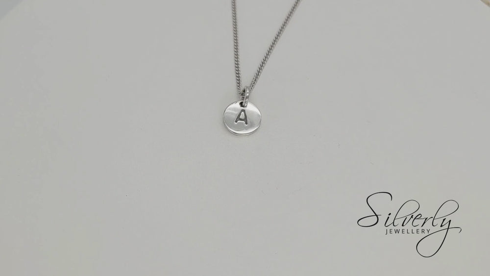 
                  
                    Load and play video in Gallery viewer, Sterling Silver Letter Initial Alphabet Pendant Necklace Curb Chain
                  
                