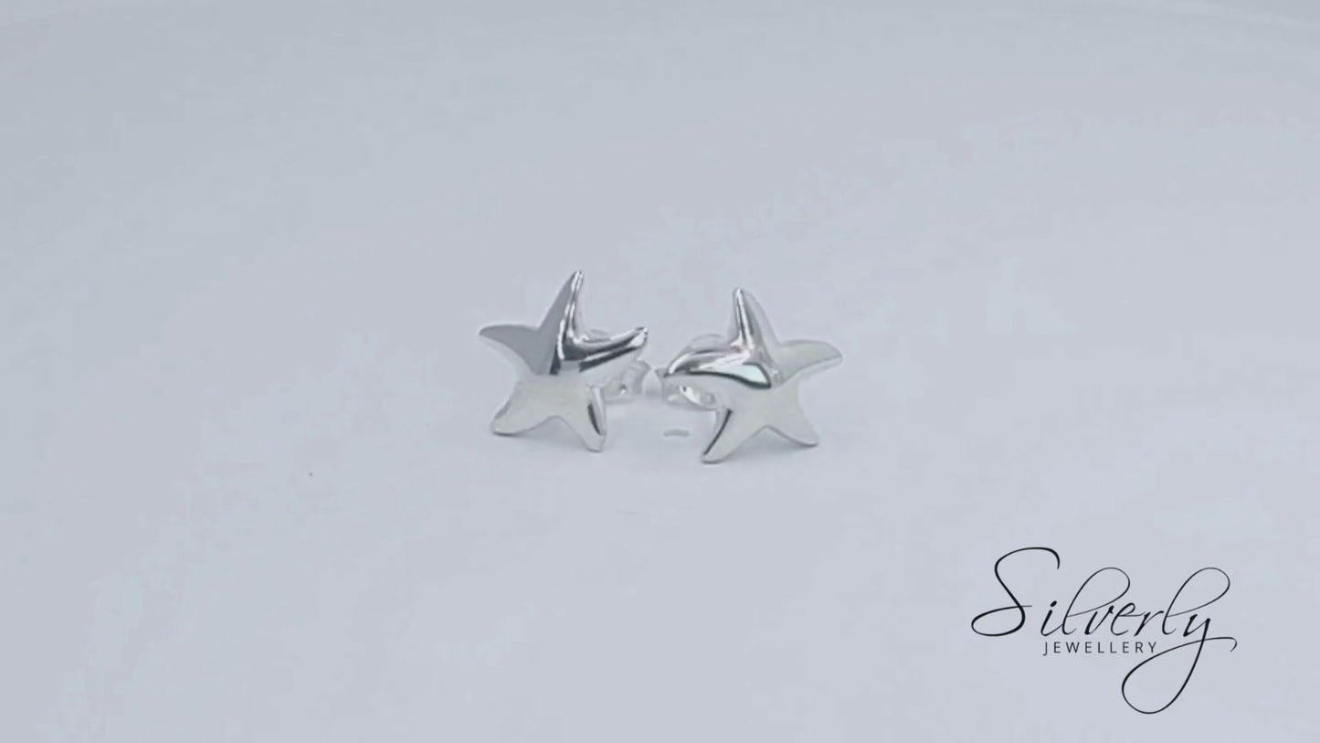 Sterling Silver Starfish Stud Earrings Cute Star Studs for Ear Party