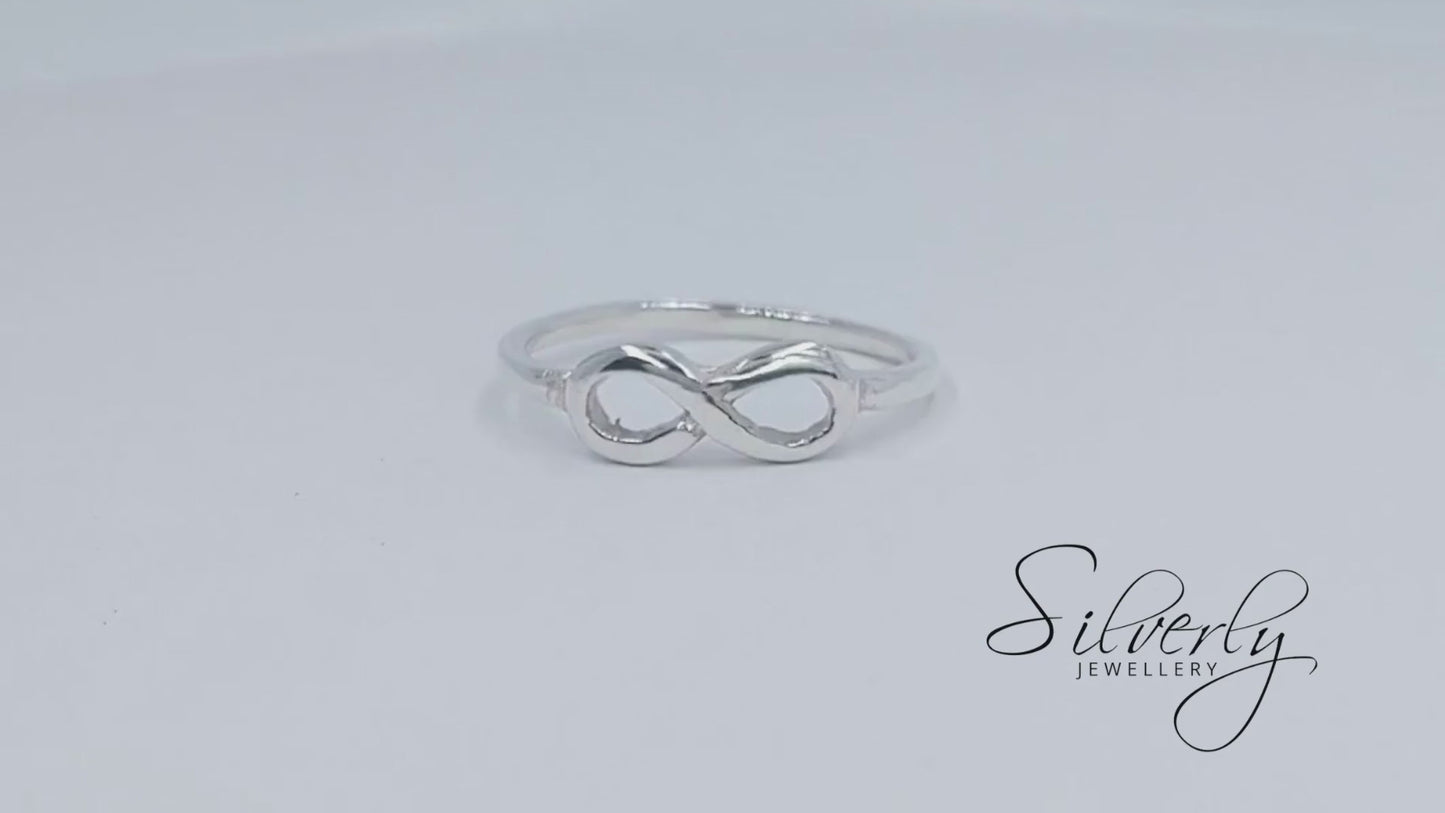 Sterling Silver Minimalist Infinity Symbol Ring Simple Stacking Band