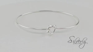 
                  
                    Load and play video in Gallery viewer, Sterling Silver Friendship Bracelet Knot Bangle With Hook Clasp
                  
                