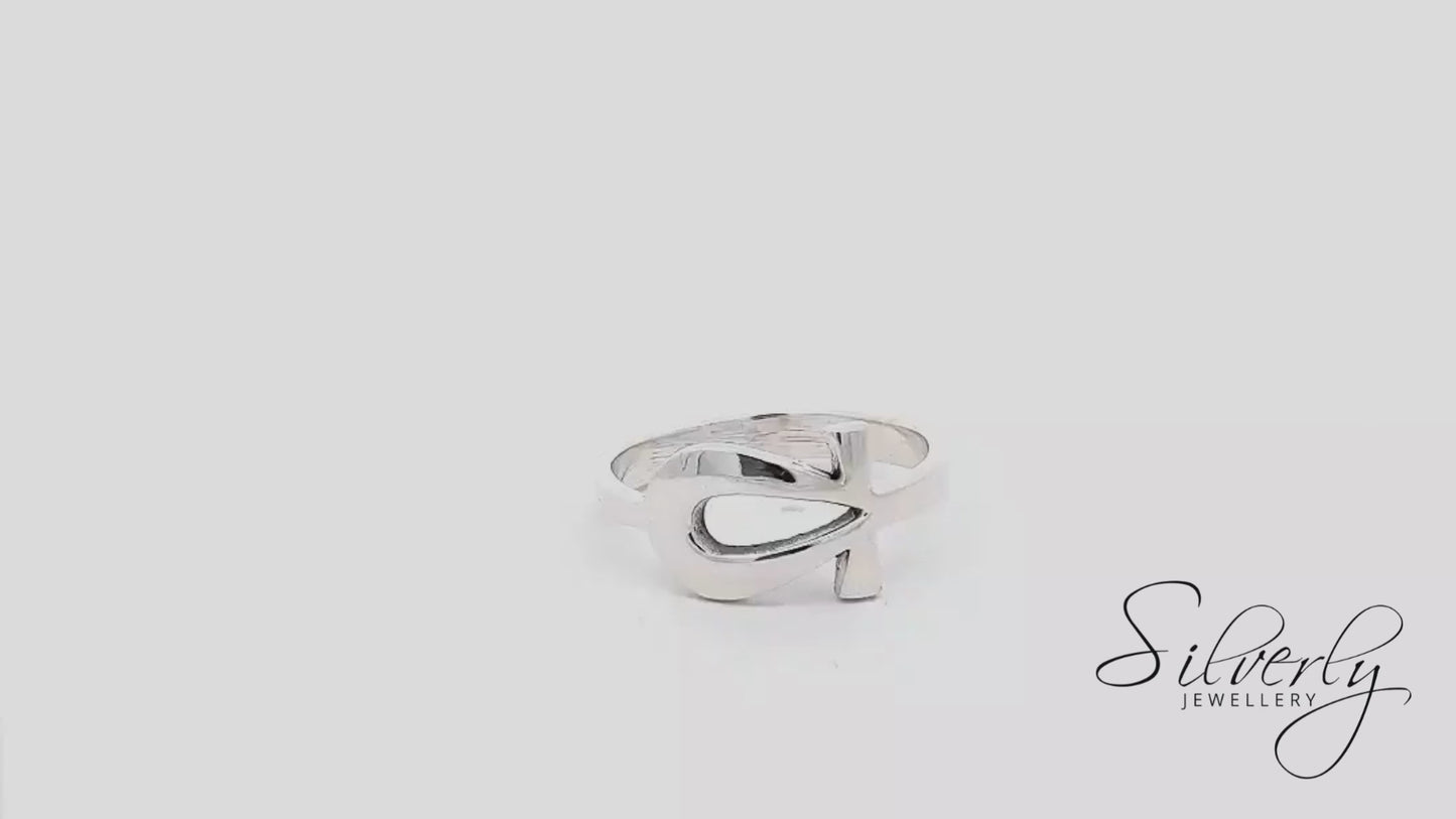 Sterling Silver Simple Cut-Out Ankh Egyptian Cross Band Ring
