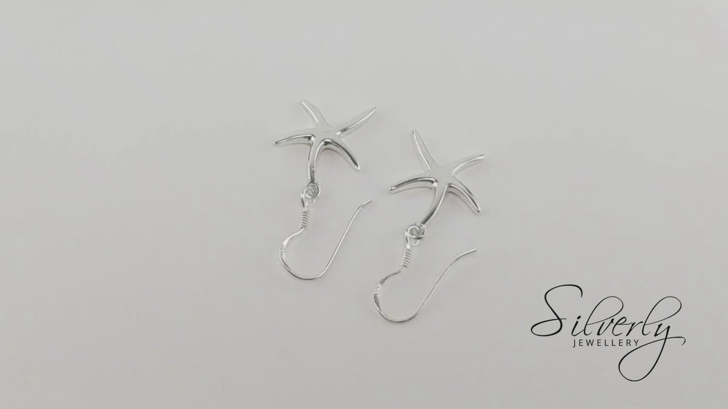 Sterling Silver Starfish Dangle Earrings - Marine-Life Jewellery