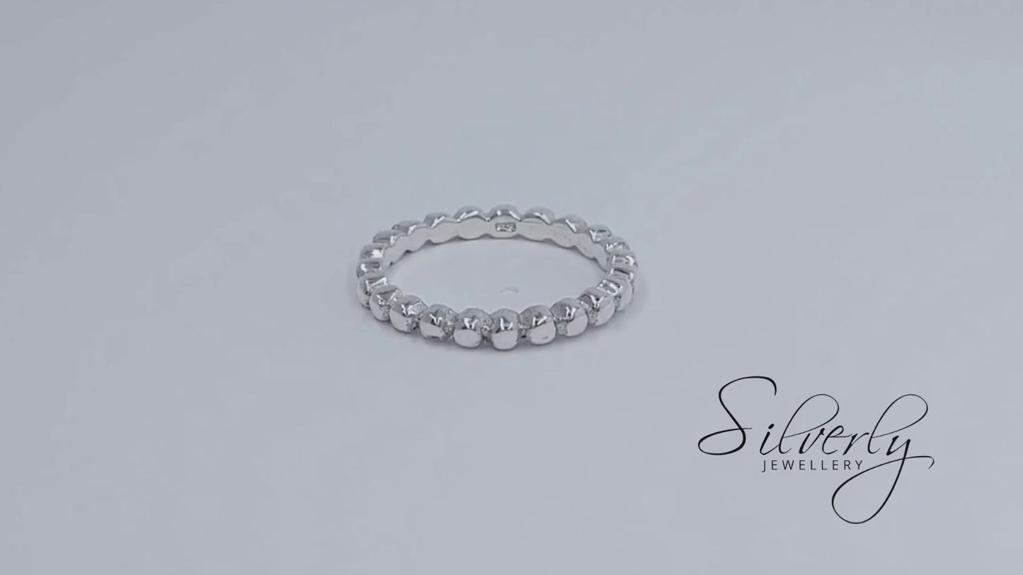 Sterling Silver Simple Ball Band Minimalist Stackable Ring