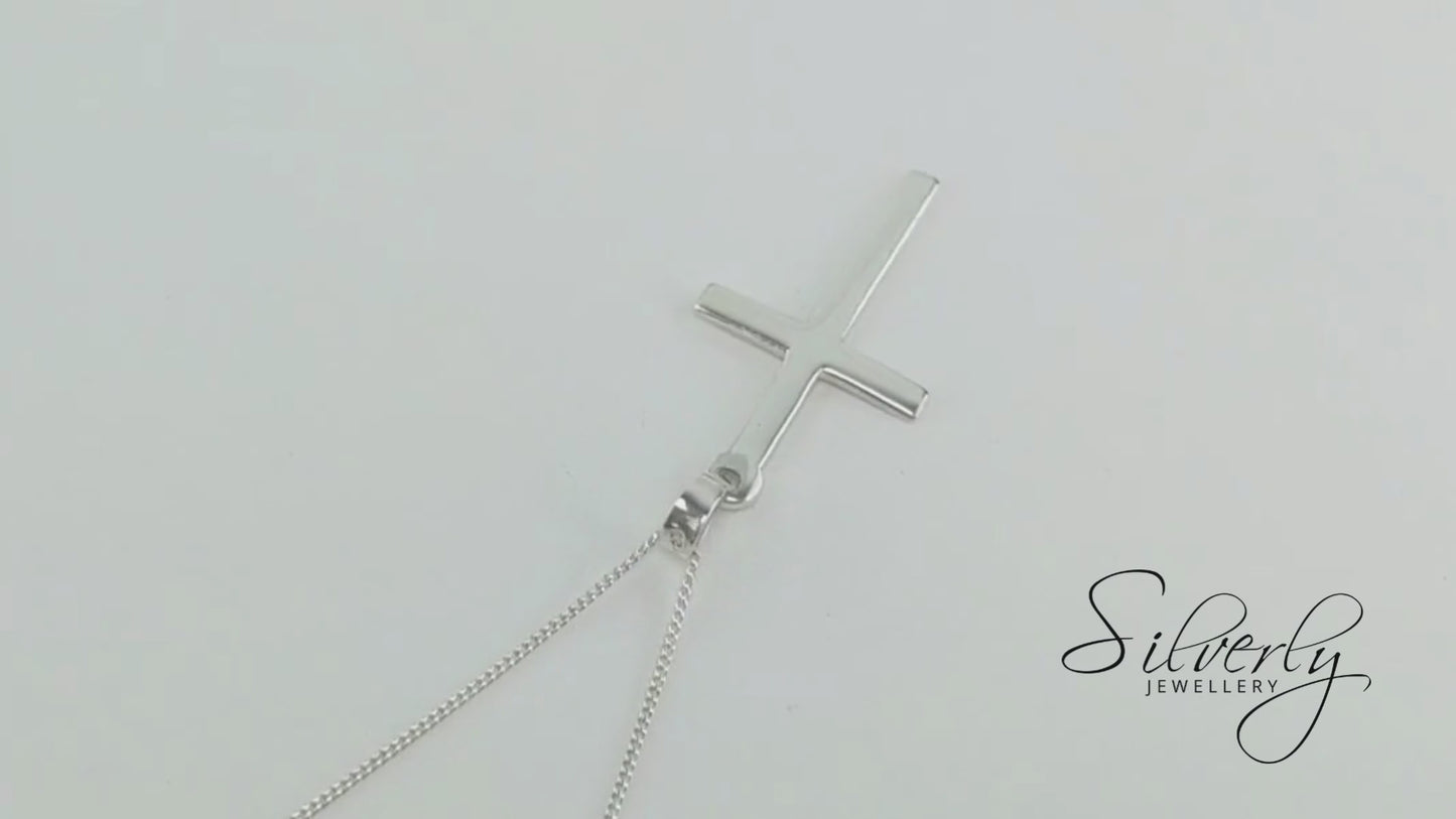 Sterling Silver Classic Cross Pendant Necklace - Minimalist Design