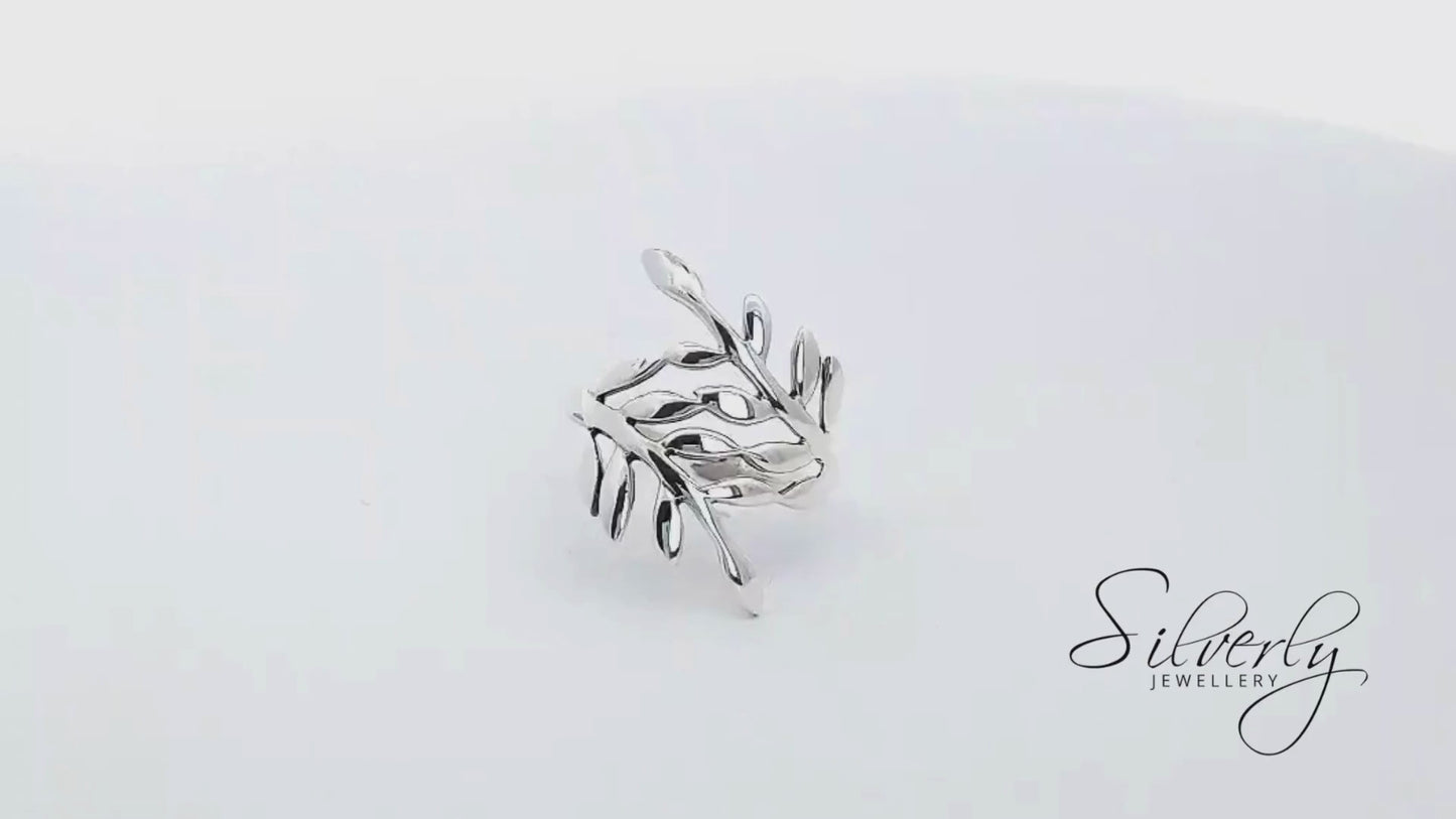 Sterling Silver Vine Branch Laurel Leaf Wrap Ring Nature Inspired