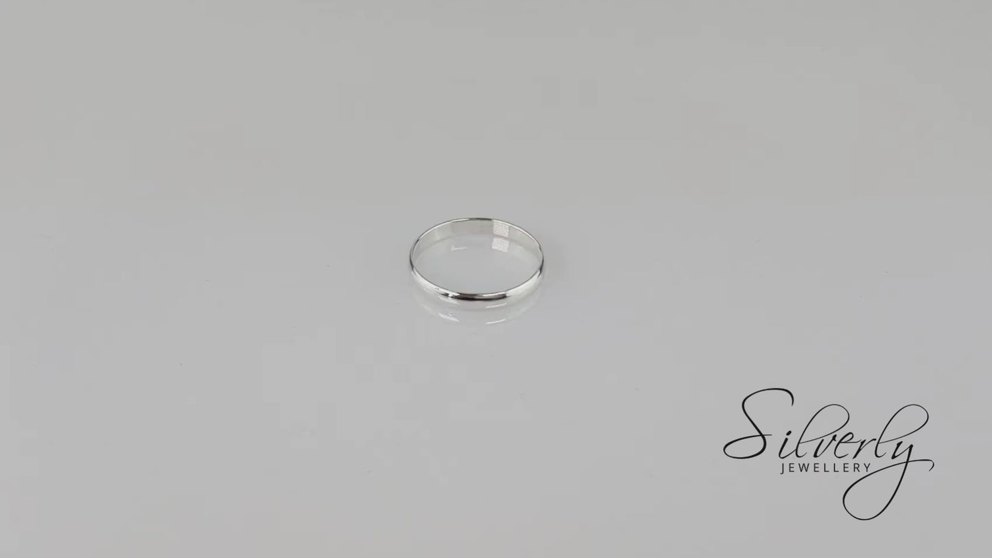 Sterling Silver 3mm Plain Court Ring - Classic Wedding Band