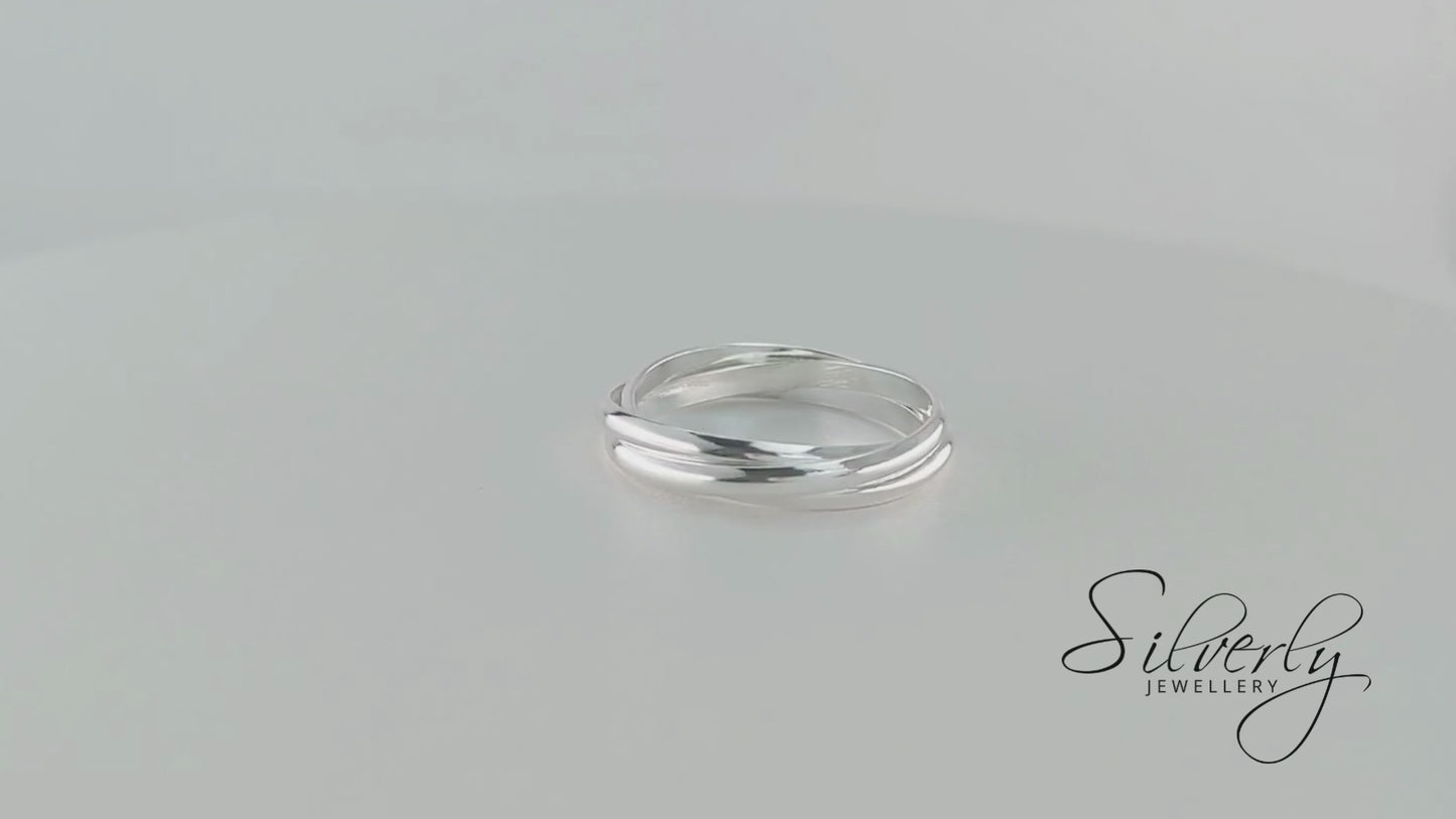 Sterling Silver Three-Band Russian Wedding Ring - Classic Multi-Band