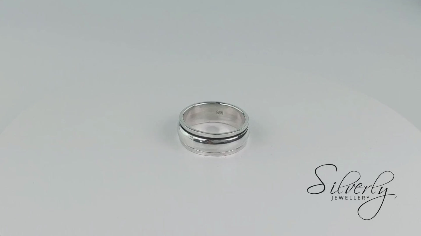 Sterling Silver Chunky Spinner Ring - Plain Wide Fidget Band