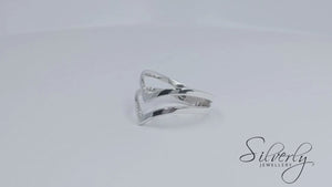 
                  
                    Load and play video in Gallery viewer, Sterling Silver Simple Minimalist Multi Band Double Chevron Ring
                  
                