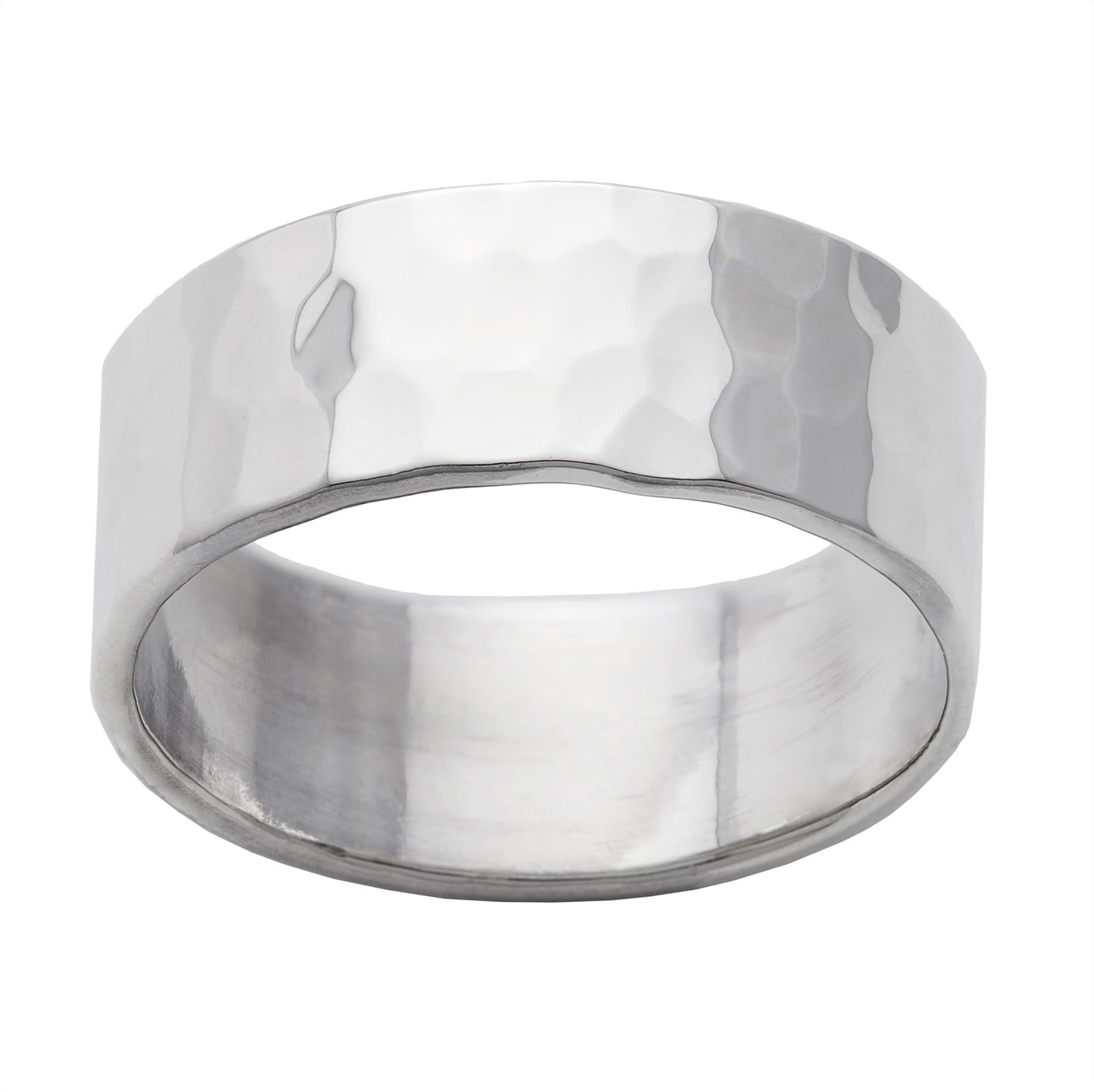
                  
                    Sterling Silver 8 mm Wide Hammered Ring Minimalist Chunky Flat Band
                  
                