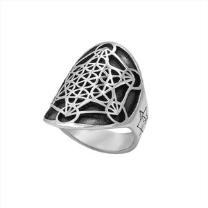 
                  
                    Sterling Silver Large Wide Metatron's Cube Ring Sacred Geometry
                  
                