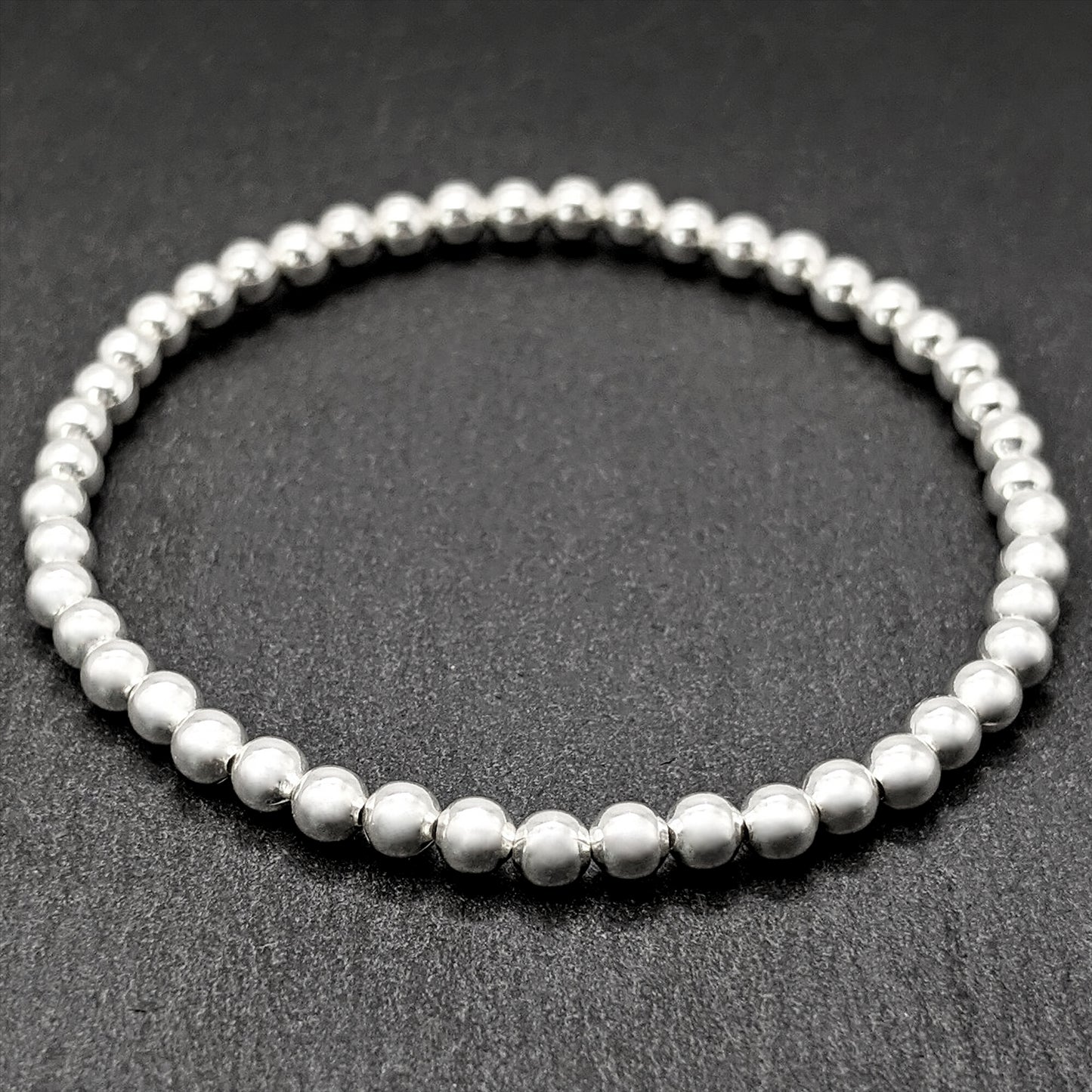Sterling Silver Stackable Stretch Bead Bracelet With 4 mm Ball Beads
