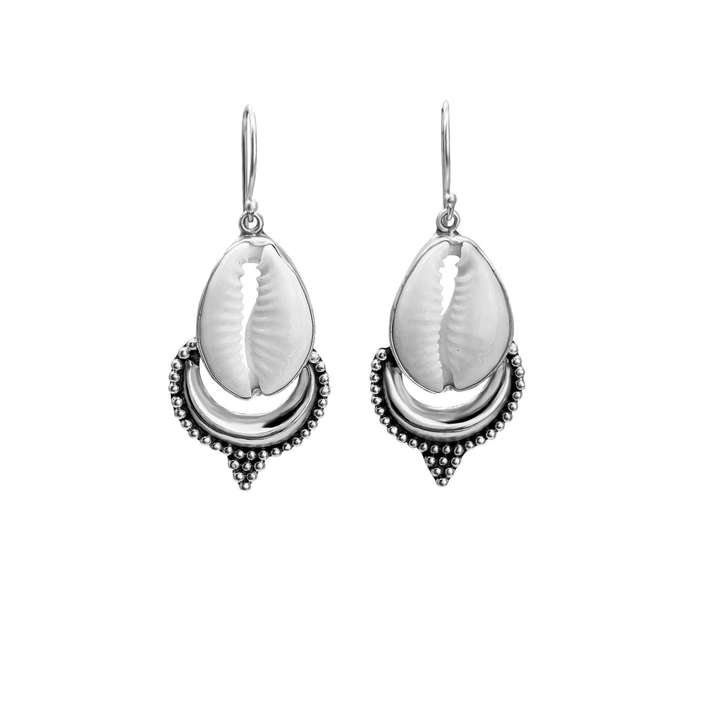 
                  
                    Sterling Silver Cowrie Shell Dotwork Boho Indian Style Earrings
                  
                