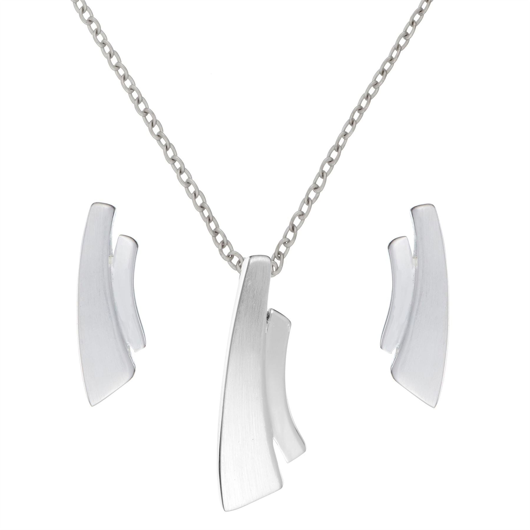 Sterling Contemporary Curved Double Bar Jewellery Set
