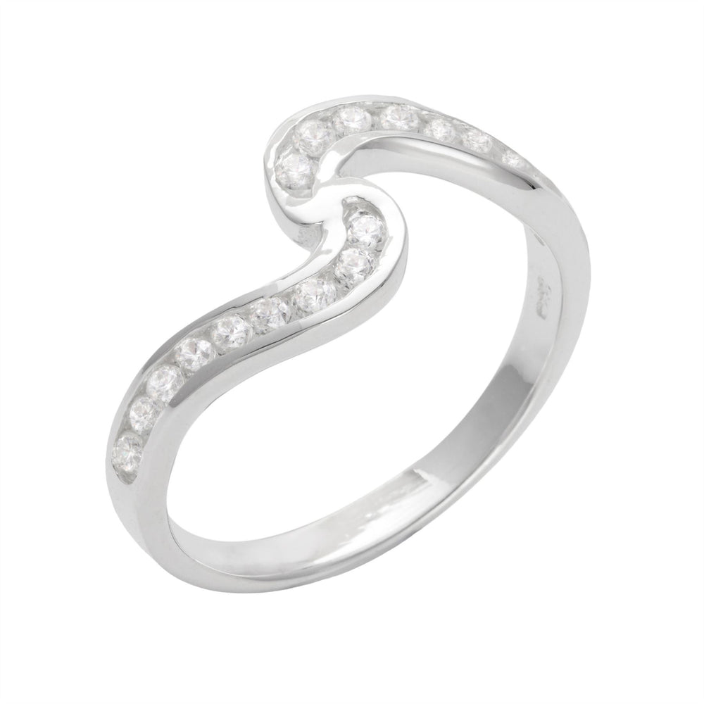 
                  
                    Sterling Silver 18 CZ Round Cubic Zirconia Channel Set Bypass Ring
                  
                