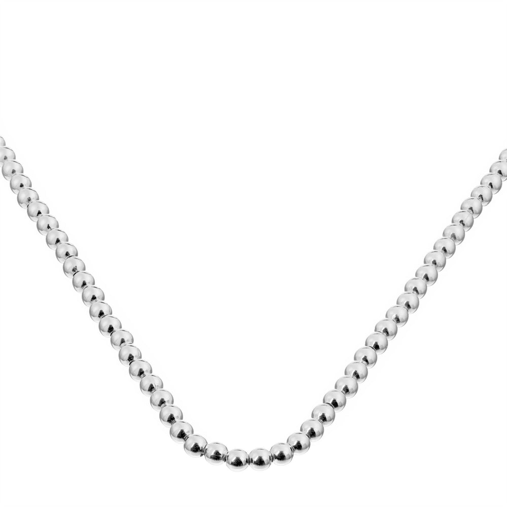 Sterling Silver 3 mm Plain Ball Chain Bead Beaded Necklace 18.5