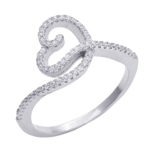 
                  
                    Sterling Silver Cubic Zirconia Heart Knot Swirl Twist Ring Sparkly Band
                  
                