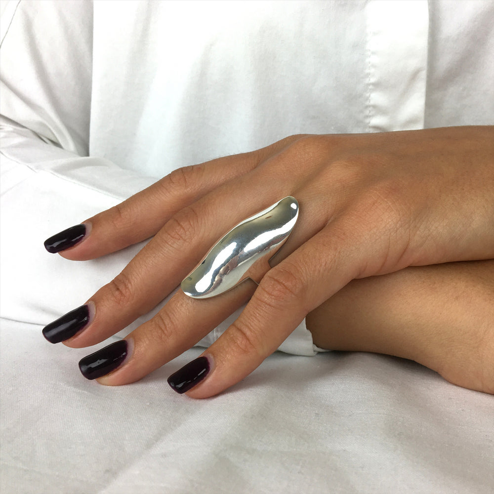 
                  
                    Sterling Silver Statement Chunky Long Full Finger Armour Ring 43 mm
                  
                