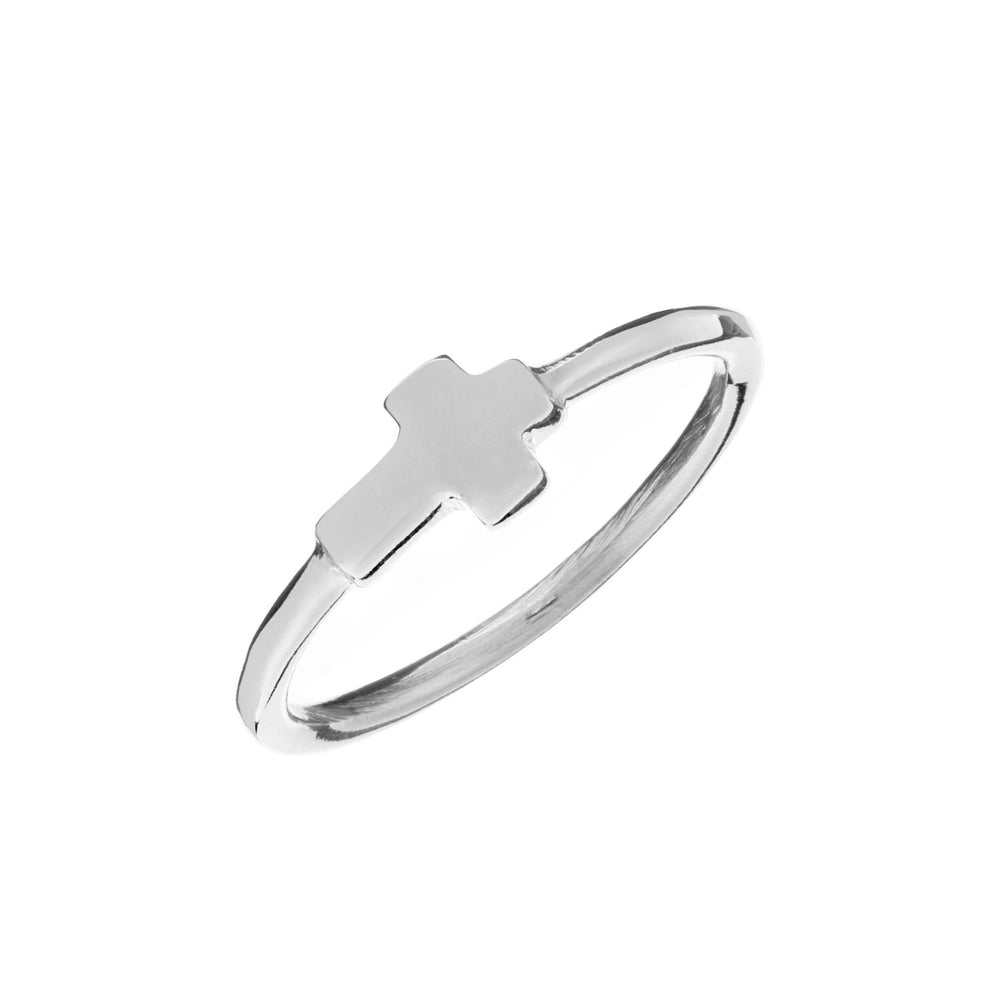 Sterling Silver Classic Cross Thin Band Ring Stackable Design