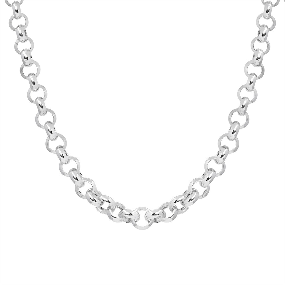 Sterling Silver Classic Chunky Rolo Chain Belcher Link Necklace T-Bar Clasp