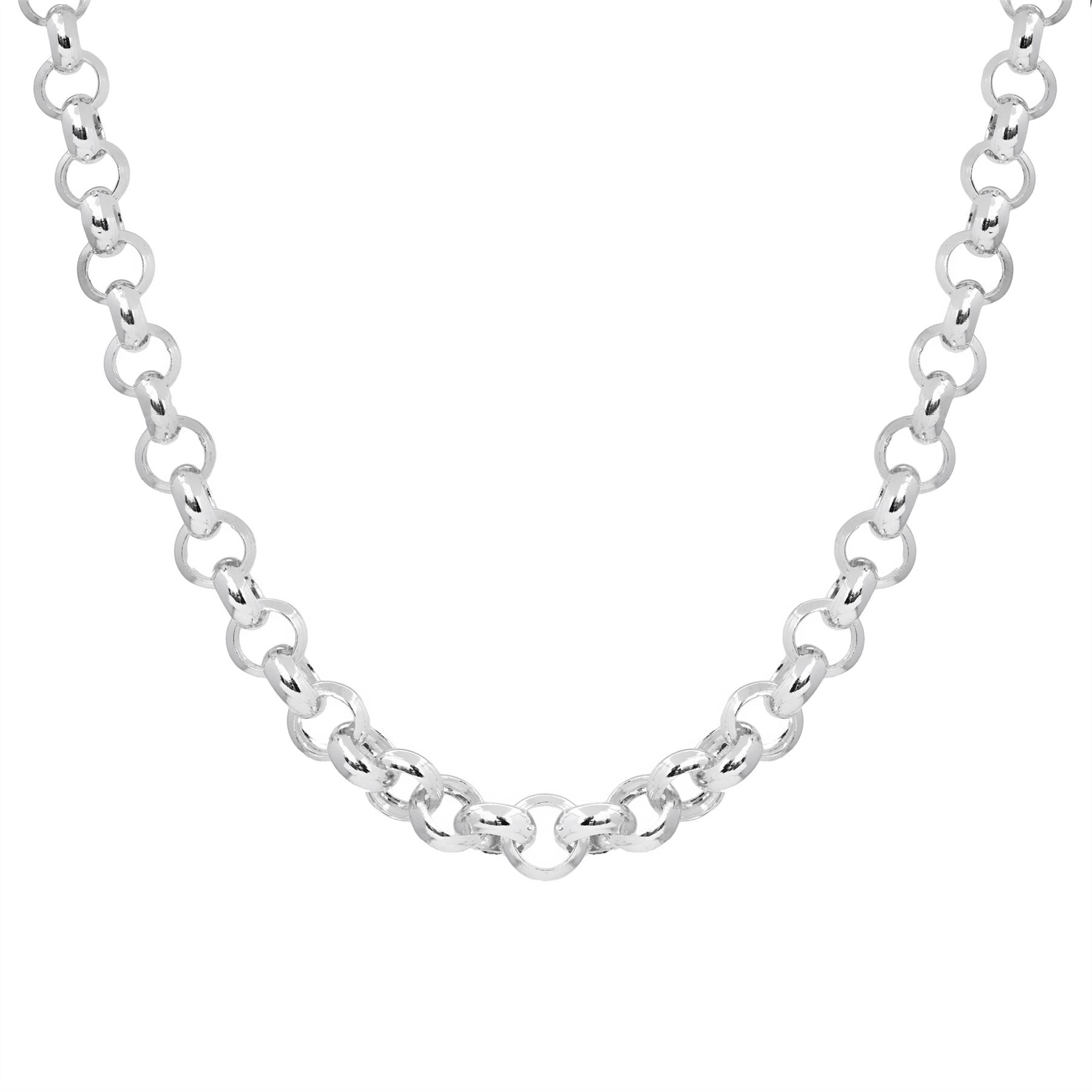 Sterling Classic Chunky Rolo Chain Belcher Link T Bar Necklace