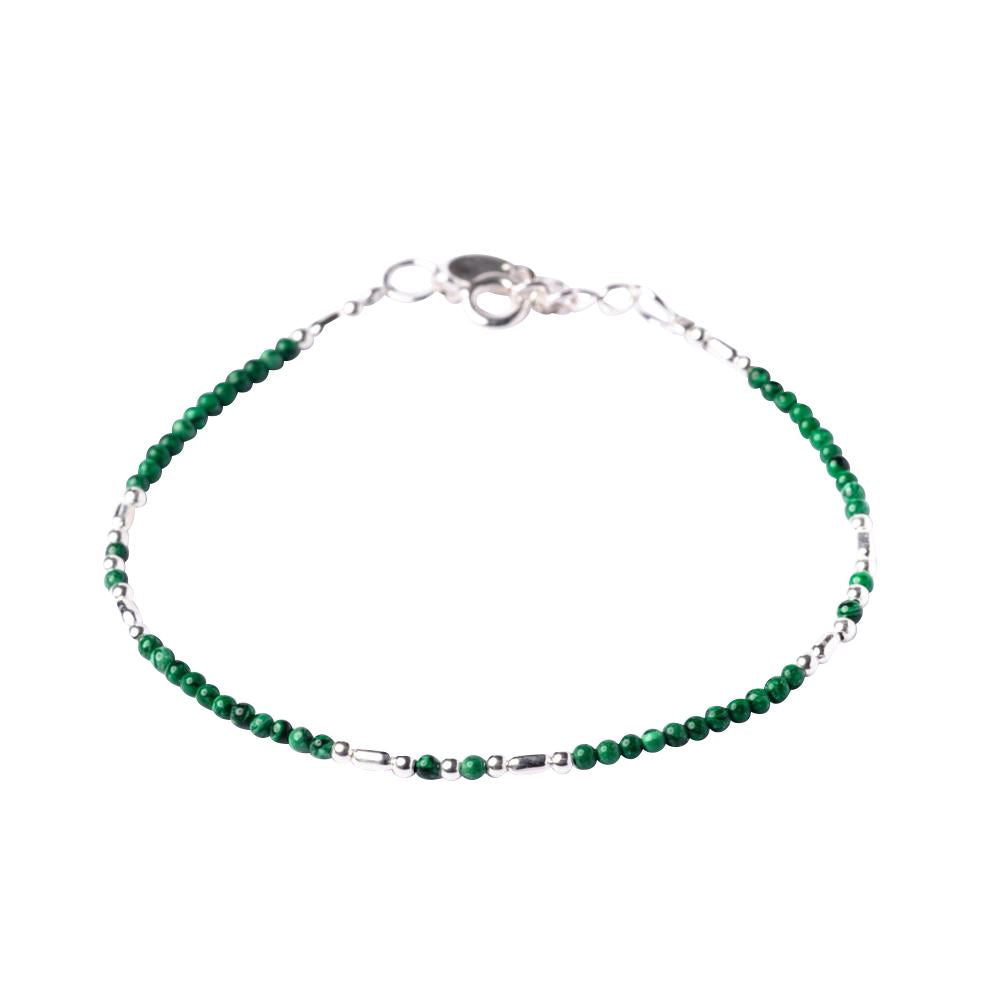 Sterling Silver Malachite Bracelet Beaded Jewellery Silverly