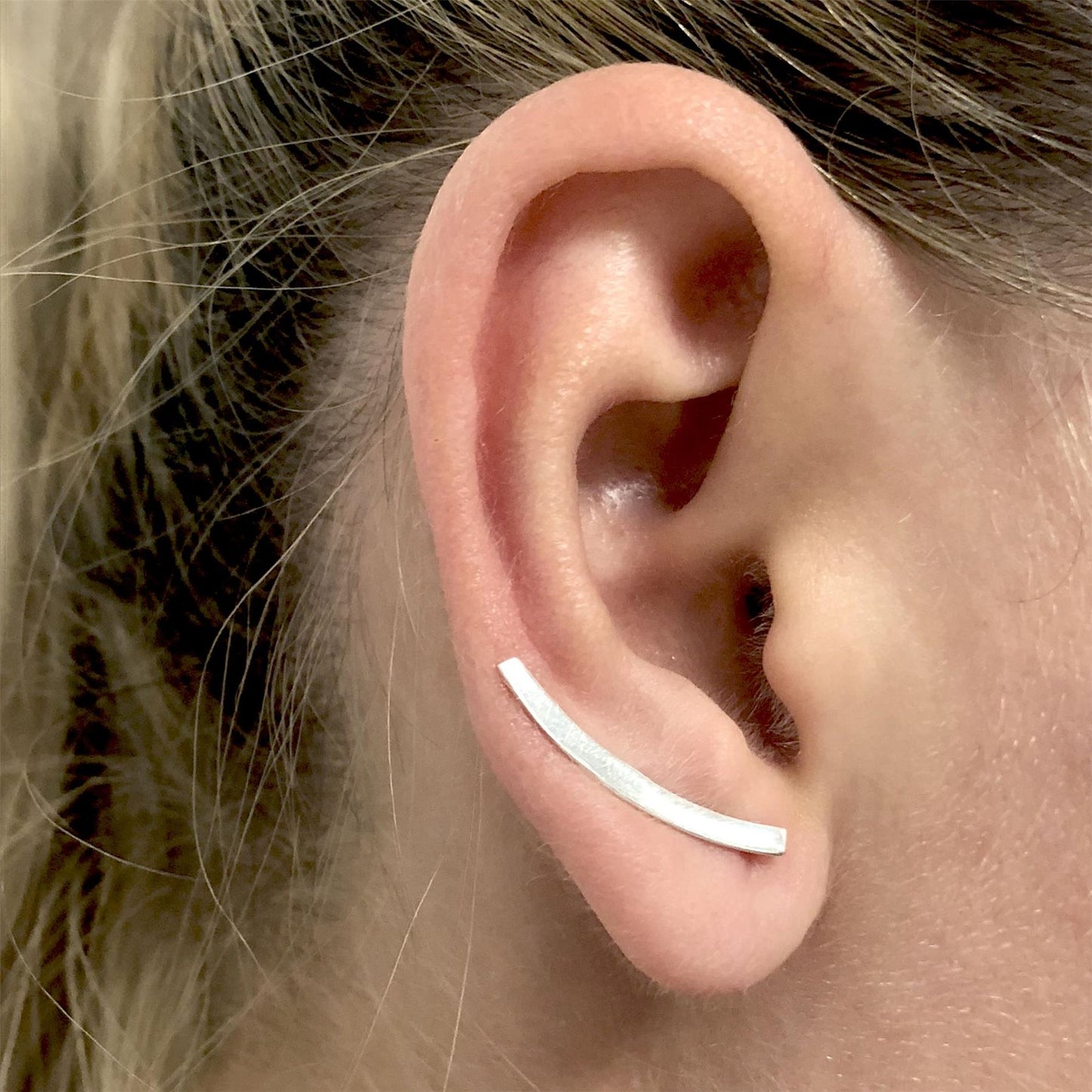 
                  
                    Sterling Silver Simple Minimalist Ear Climbers Curved Bar Earrings
                  
                