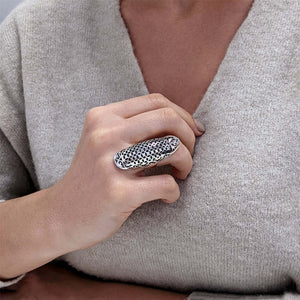 
                  
                    Sterling Silver Long Wide Half-Finger Filigree Armour Ring
                  
                