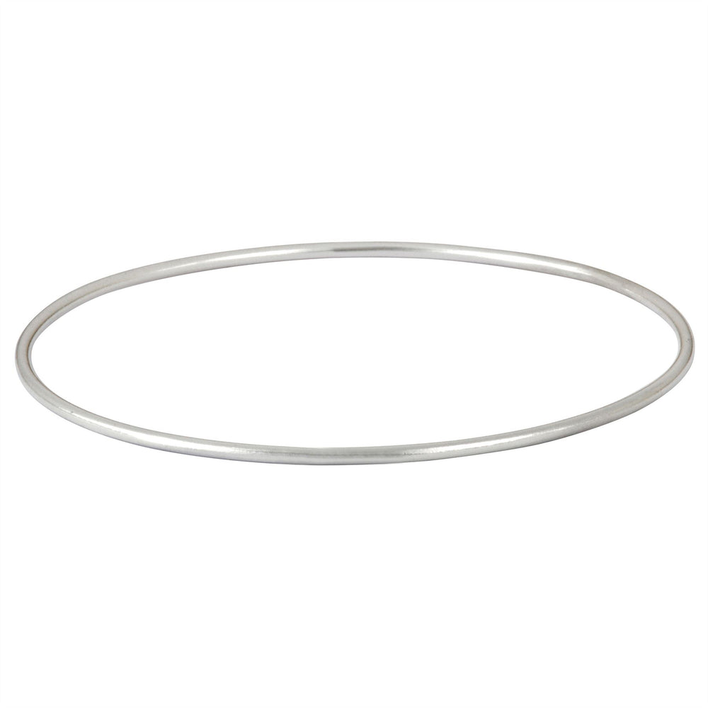 Sterling Silver Plain Thin Round Tube Bangle Stackable Bracelet