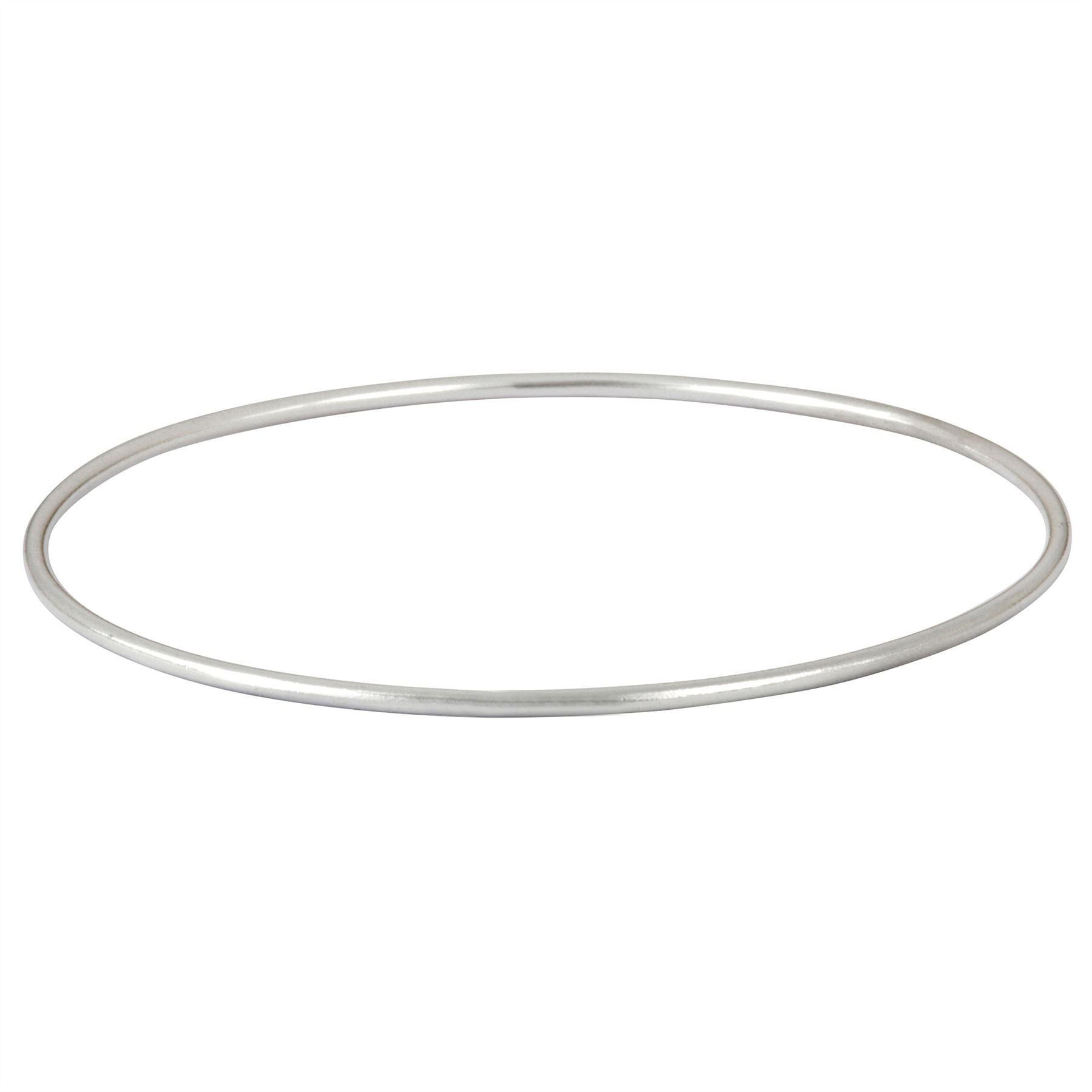 Sterling Plain Thin Round Tube Bangle Stackable Bracelet