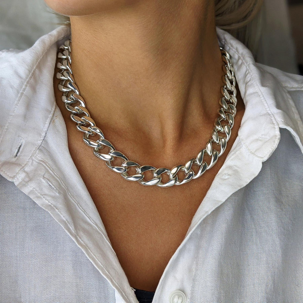 
                  
                    Sterling Silver Electroform Light Chunky Classic Cuban Chain Necklace
                  
                